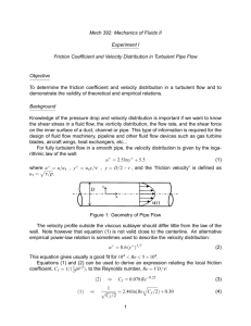 Mech 392: Mechanics of Fluids II Experiment I Friction Coefficient