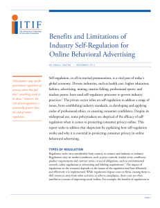 Benefits and Limitations of Industry Self-Regulation for Online