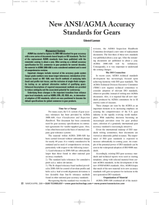 New ANSI/AGMA Accuracy Standards for Gears