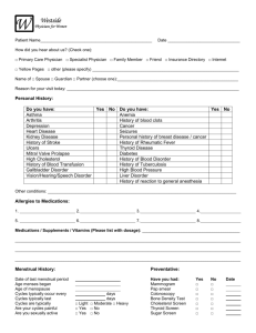 Patient History Form - Westside Physicians for Women