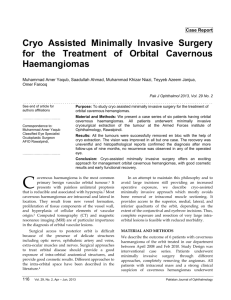 Cryo Assisted Minimally Invasive Surgery for the Treatment of Orbital