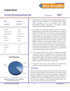 Company Report Torrent Pharmaceuticals Ltd.