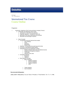 International Tax Course Course Outline