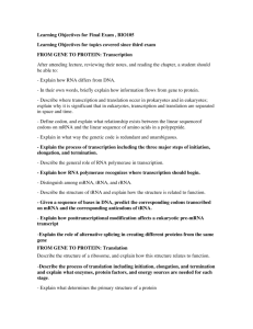 Learning Objectives for Final Exam , BIO105 Learning Objectives for