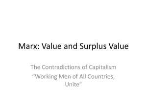 Marx: Value and Surplus Value