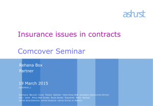 Insurance issues in contracts Comcover Seminar