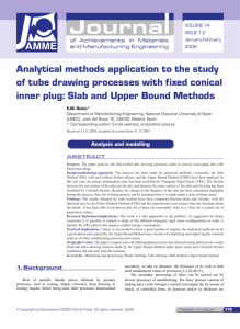 Analytical methods application to the study of tube drawing