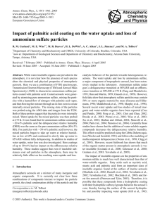 Impact of palmitic acid coating on the water uptake and loss of