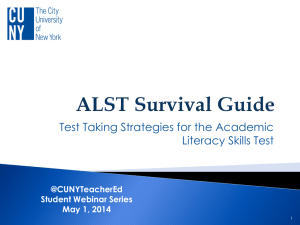 Test Taking Strategies for the Academic Literacy Skills Test