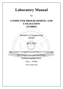 Computer Programming and Utilisation LAB Manual SSASIT, Sur