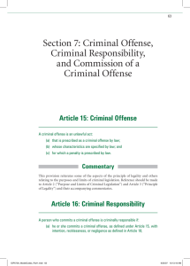 Section 7: Criminal Offense, Criminal Responsibility, and