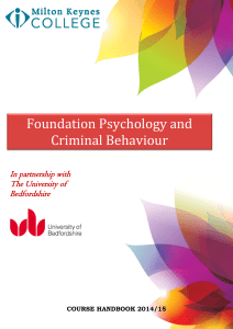 Foundation Psychology and Criminal Behaviour