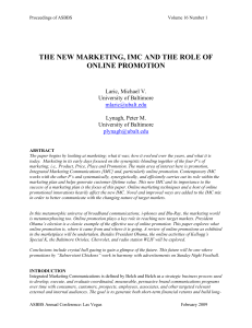 the new marketing, imc and the role of online promotion