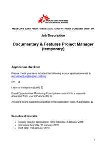 Job Description Documentary & Features Project Manager