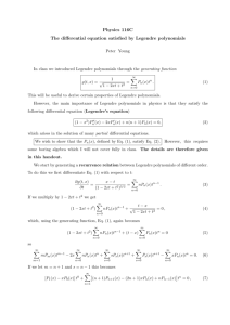The differential equation satisfied by Legendre Polynomials