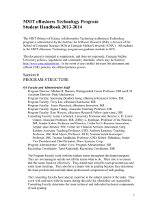 MSIT eBusiness Technology Program Student Handbook 2013-2014