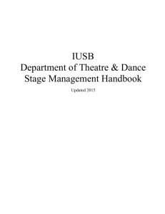IUSB Department of Theatre & Dance Stage Management Handbook