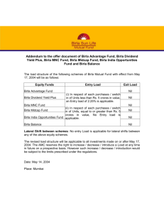 Addendum to the offer document of Birla Advantage Fund, Birla