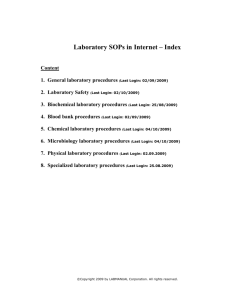 Laboratory SOPs in Internet - Index - Lab Manual