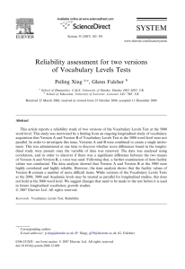 Reliability assessment for two versions of the Vocabulary Levels Test