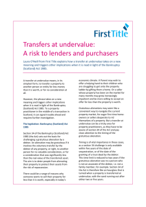 Transfers at undervalue: A risk to lenders and purchasers