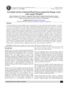 Larvicidal Activity of Selected Plant Extracts against the