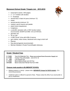Blumenort School Grade 7 Supply List 2015
