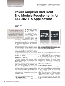 Power Amplifier and Front End Module Requirements for IEEE