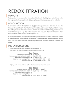 REDOX TITRATION - ChemBlog Inc