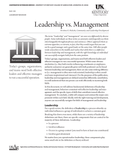 Leadership vs. Management - UK College of Agriculture