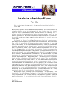 Introduction to Psychological Egoism