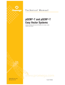 pGEM-T and pGEM-T Easy Vector Systems Technical Manual,TM042