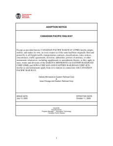 1 ADOPTION NOTICE CANADIAN PACIFIC RAILWAY Except as
