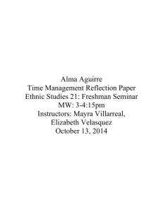 Alma Aguirre Time Management Reflection Paper Ethnic Studies 21