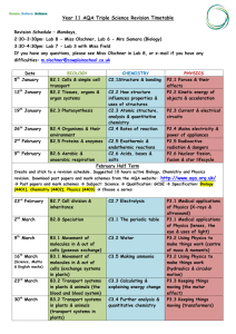 Year 11 AQA Triple Science Revision Timetable