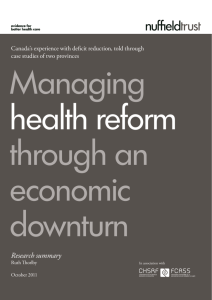 Managing health reform through an economic downturn