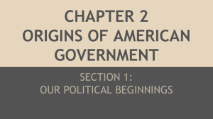 CHAPTER 2 ORIGINS OF AMERICAN GOVERNMENT