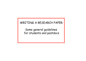 WRITING A RESEARCH PAPER: Some general guidelines for