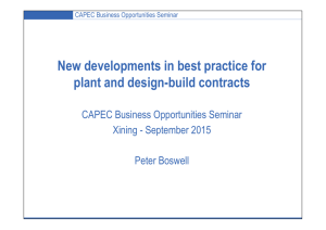 New developments in best practice for plant and design