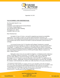 Letter to Committee on Oversight and Government
