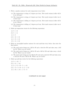 Math 310 - Dr. Miller - Homework #28: Other Models for Integer