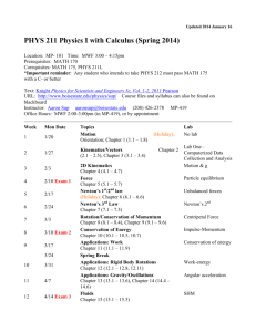 PHYS 211 Physics I with Calculus (Spring 2014)