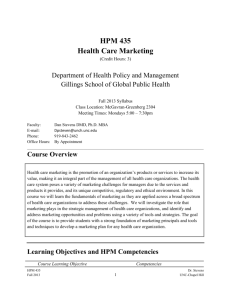 HPM 435 Health Care Marketing