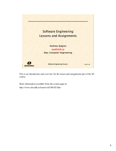 Software Engineering Lessons and Assignments