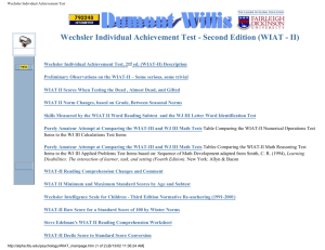(WIAT - II) Wechsler Individual Achievement Test