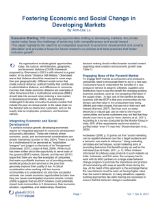 Fostering Economic and Social Change in Developing Markets