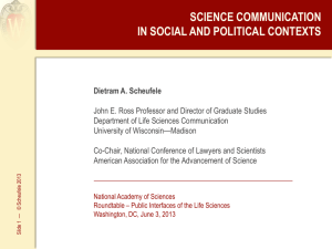 science communication in social and political contexts
