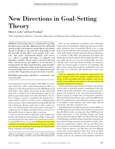 New Directions in Goal-Setting Theory