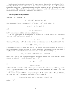 Orthogonal complement and projection notes