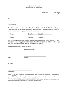 Form 23 Official Notice of Delinquency